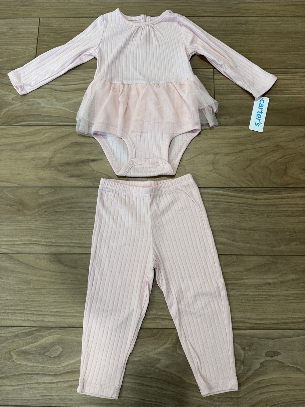 Carter's Light Pink Ribbed Tulle Bodysuit & Leggings Set